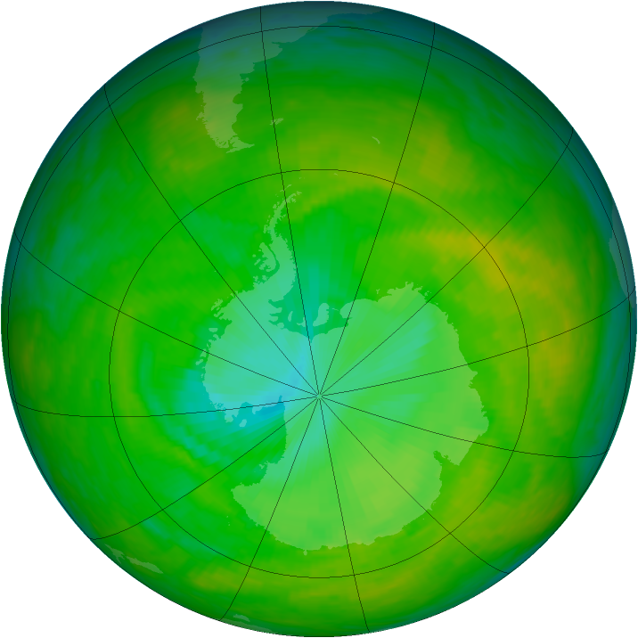 Antarctic ozone map for 08 December 1991